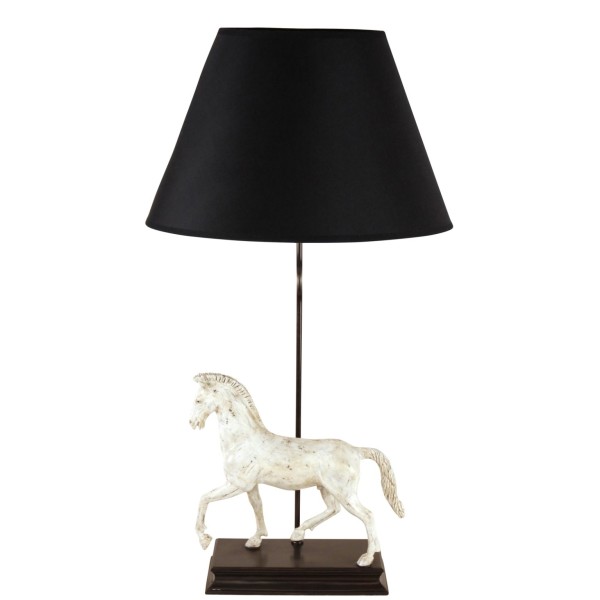 Tischlampe Pferd Stehend auf Sockel, Messing Coloriert, Höhe 62 cm