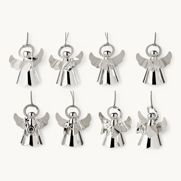8-er Set Engelanhänger musizierend zum Anhängen versilbert