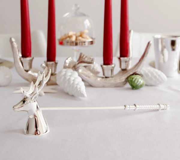 Versilberter Kerzenlöscher Hirschkopf Länge 26 cm