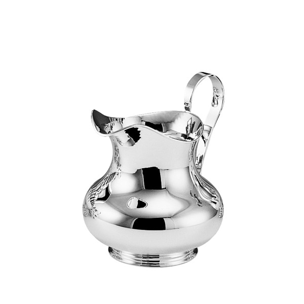 Silberner Wasserkrug, bauchig mit Griff, schwerversilbert Höhe16 cm
