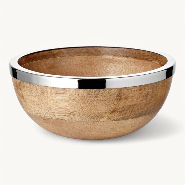 Schale aus Mangoholz Ø 20 cm mit Edelstahlrand