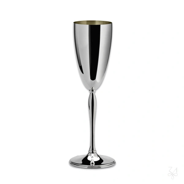 Champagnerflöte in Sterling-Silber gehämmerte Ausführung, Höhe 20,5 cm