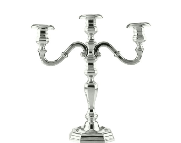 3-armiger octogonaler Leuchter in Sterling-Silber, Höhe: 37 cm