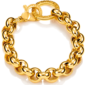Armband Rolò Riesig Silber vergoldet mit Karabinerverschluß