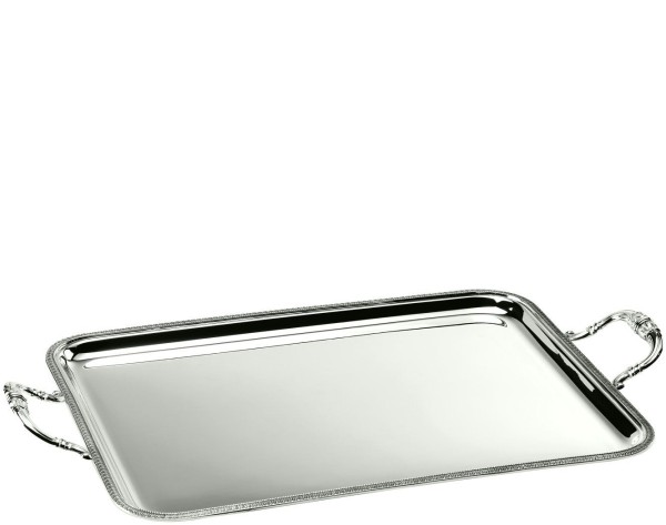 Rechteckiges Tablett Empire mit 2 Griffen, 36 x 26 cm in Sterling Silber