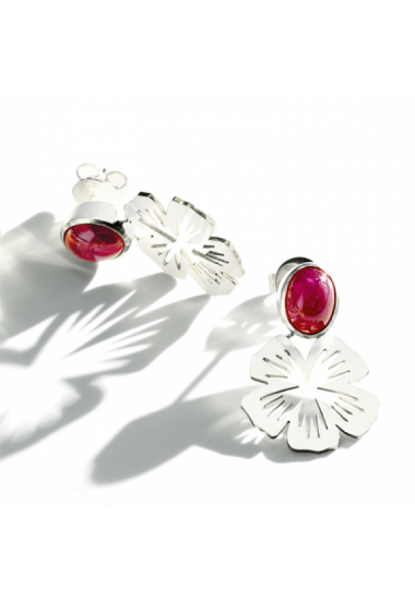 Viola Ohrring Paar mit Rubin, Sterling-Silber