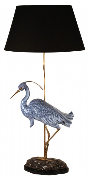 Tischlampe Blue Heron, Porzellan/ Messing, Höhe 87cm