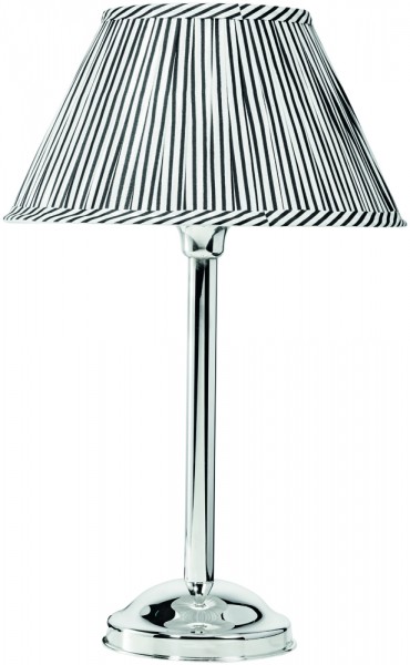 Tischlampe "Vintage" mit schwarz-weißem Schirm, Sterling-Silber, Höhe 43 cm