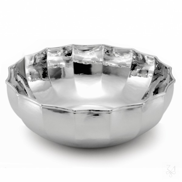 Runde facettierte Schale in Sterling Silber, Durchmesser 16 cm