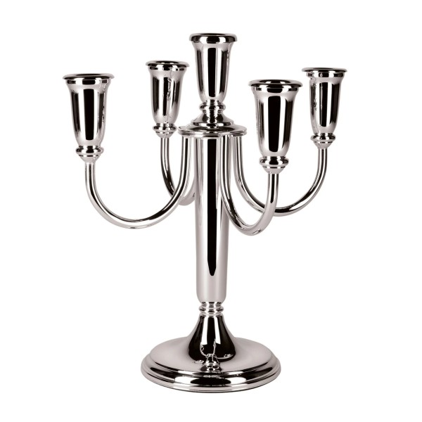 Wilkens 5-lichtiger Silberleuchter Ambassador in versilbert, Höhe 24 cm