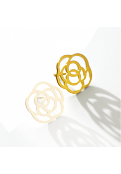 Rose-Ohrring rechts,18 Karat Gold,14 mm