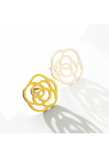 Rose-Ohrring links,18 Karat Gold,14 mm