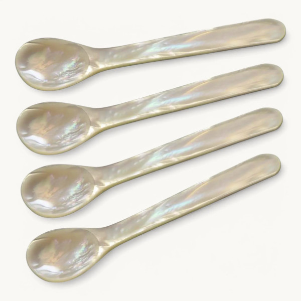 4er-Set Eierlöffel aus Perlmutt, Länge 11 cm